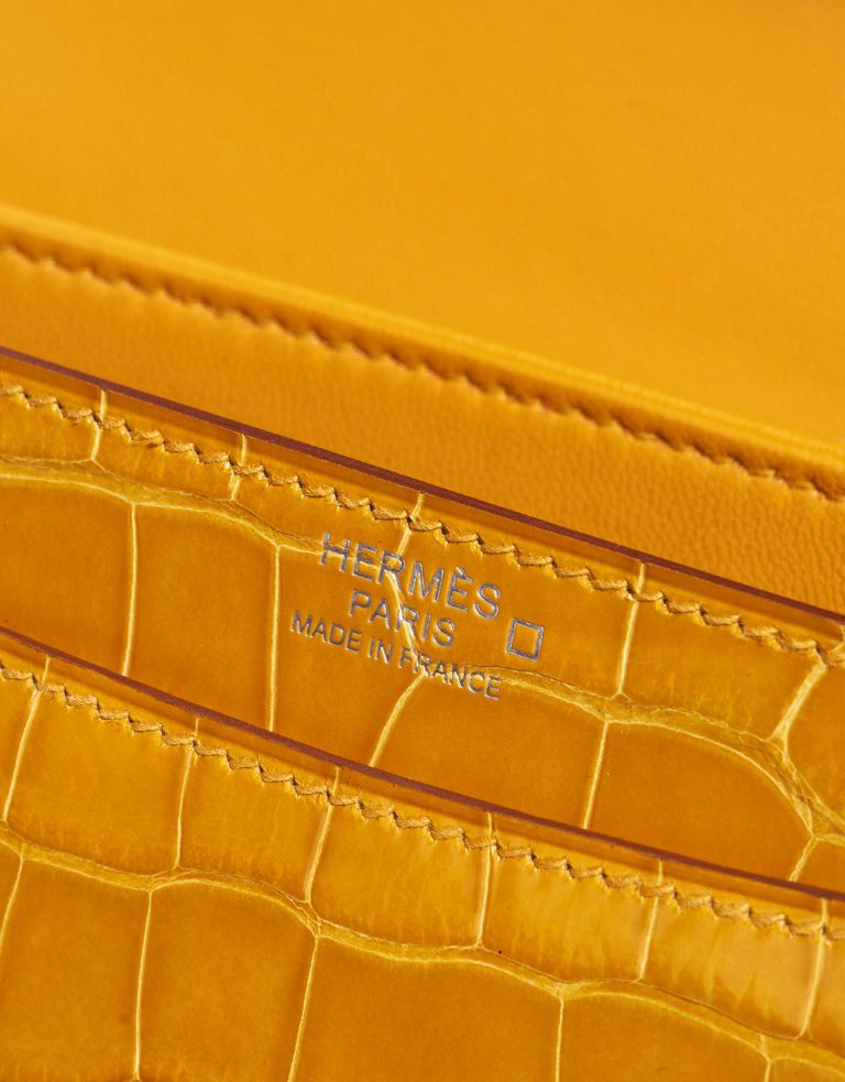 Pre-owned Hermès bag 2002 Alligator Jaune Ambre Yellow Logo | Sell your designer bag on Saclab.com