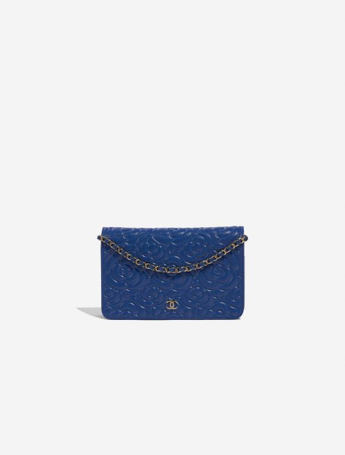 Pre-owned Chanel bag WOC Camellia Lamb Blue Blue Front | Sell your designer bag on Saclab.com