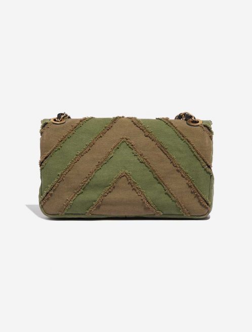 Pre-owned Chanel bag Timeless Medium Chevron Patchwork Canvas Khaki Green Back | Sell your designer bag on Saclab.com