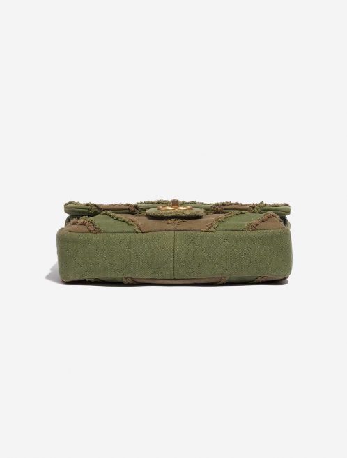 Pre-owned Chanel bag Timeless Medium Chevron Patchwork Canvas Khaki Green Bottom | Sell your designer bag on Saclab.com