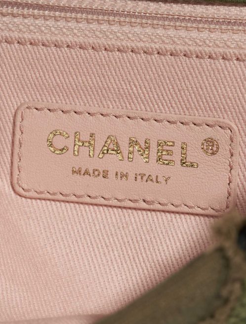 Pre-owned Chanel bag Timeless Medium Chevron Patchwork Canvas Khaki Green Logo | Sell your designer bag on Saclab.com