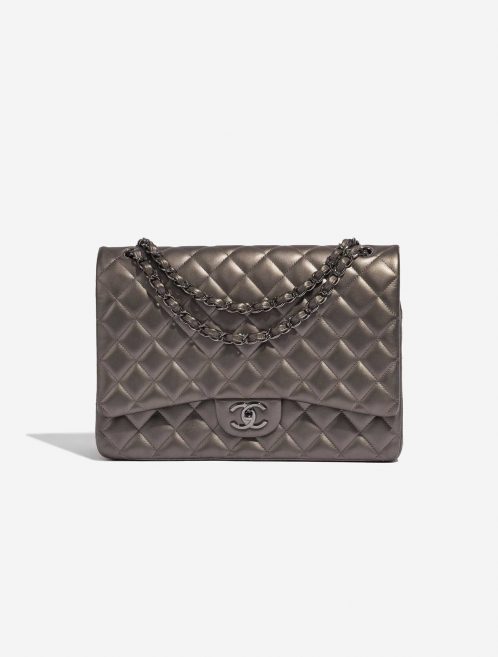Pre-owned Chanel bag Timeless Maxi Lamb Silver Grey Grey, Silver Front | Sell your designer bag on Saclab.com