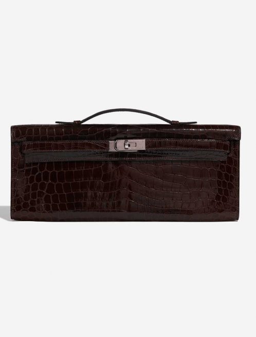 Pre-owned Hermès bag Kelly Cut Clutch Niloticus Crocodile Chocolat Brown Front | Sell your designer bag on Saclab.com