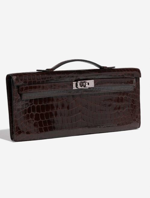 Pre-owned Hermès bag Kelly Cut Clutch Niloticus Crocodile Chocolat Brown Side Front | Sell your designer bag on Saclab.com