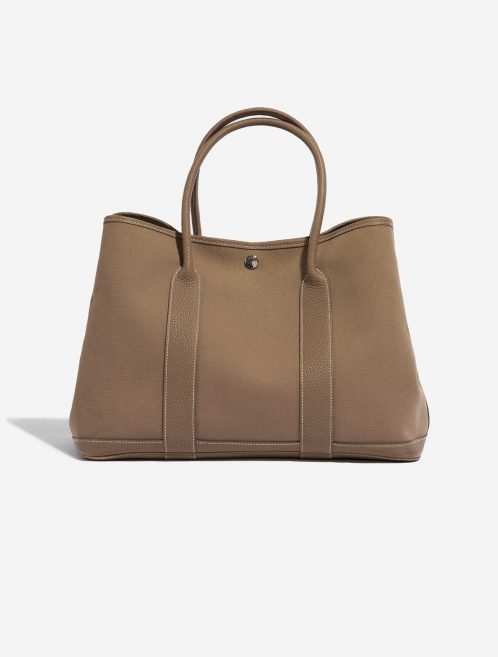 Pre-owned Hermès bag Garden Party 36 Clemence / Toile Etoupe Brown Front | Sell your designer bag on Saclab.com
