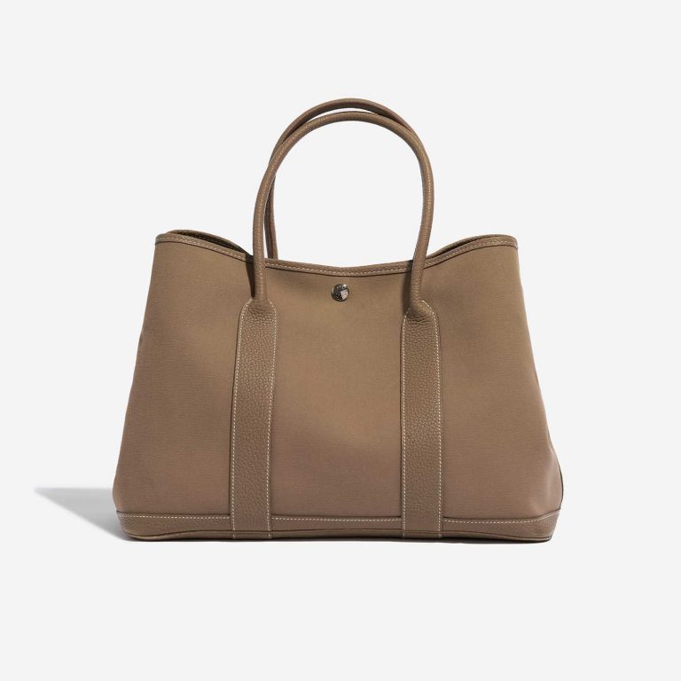 Pre-owned Hermès bag Garden Party 36 Clemence / Toile Etoupe Brown Back | Sell your designer bag on Saclab.com