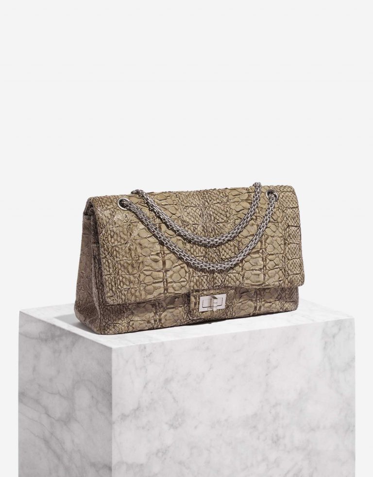 Pre-owned Chanel bag 2.55 Reissue 227 Python Natural Beige Beige Side Front | Sell your designer bag on Saclab.com