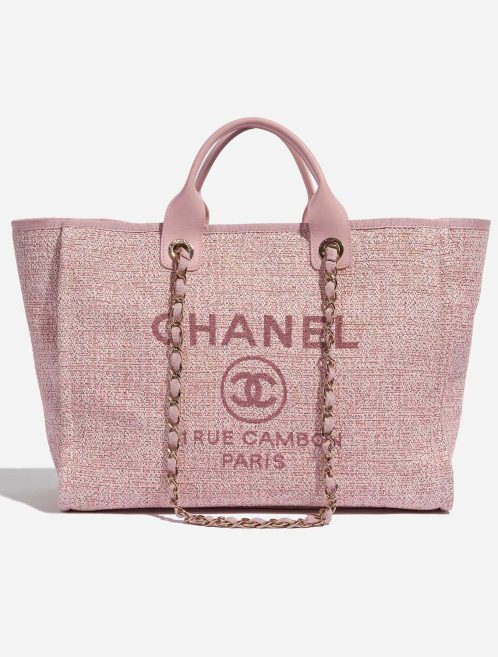 Pre-owned Chanel bag Deauville Medium Tweed Pink Pink Front | Sell your designer bag on Saclab.com