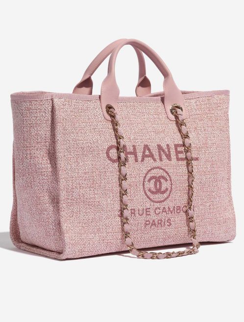 Pre-owned Chanel bag Deauville Medium Tweed Pink Pink Side Front | Sell your designer bag on Saclab.com