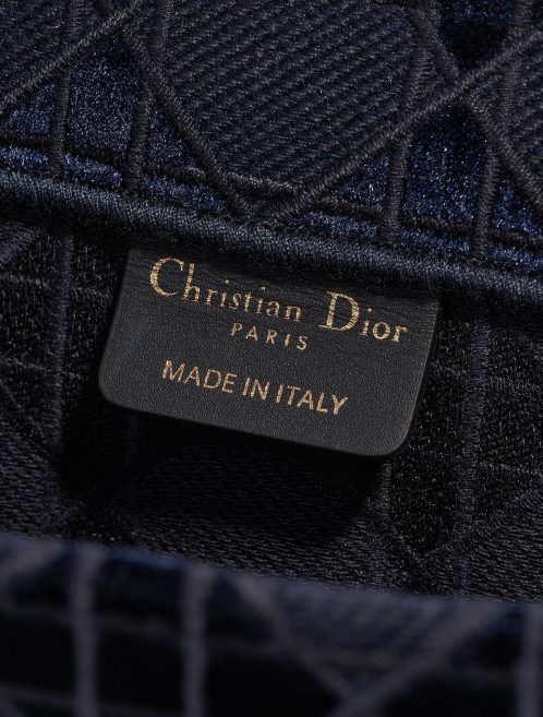 Pre-owned Dior bag Book Tote Medium Canvas / Velvet Navy Blue Black Logo | Sell your designer bag on Saclab.com