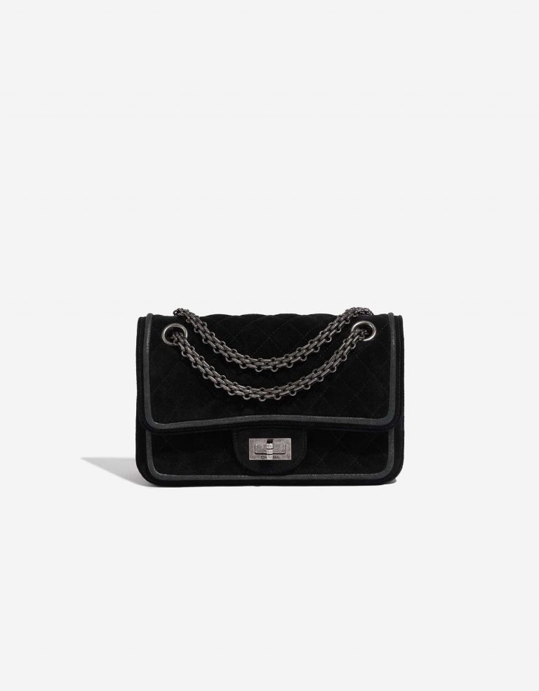 Pre-owned Chanel bag 2.55 Reissue Velvet Black Black Front | Sell your designer bag on Saclab.com