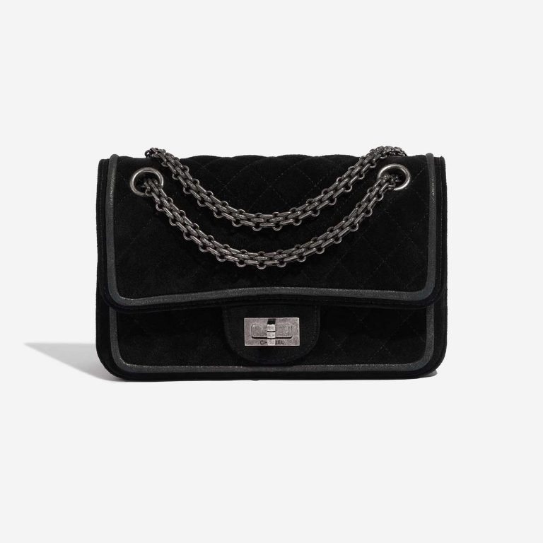 Pre-owned Chanel bag 2.55 Reissue Velvet Black Black Front | Sell your designer bag on Saclab.com