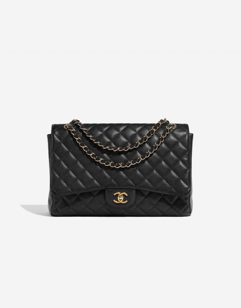 Pre-owned Chanel bag Timeless Maxi Caviar Black Black Front | Sell your designer bag on Saclab.com