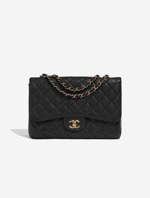 Pre-owned Chanel bag Timeless Jumbo Single Flap Caviar Black Black Front | Sell your designer bag on Saclab.com