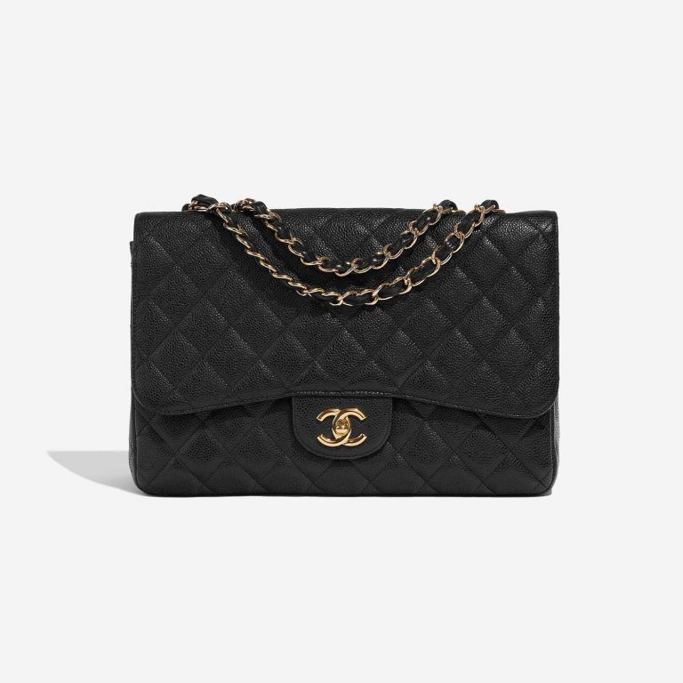 Pre-owned Chanel bag Timeless Jumbo Single Flap Caviar Black Black Front | Sell your designer bag on Saclab.com