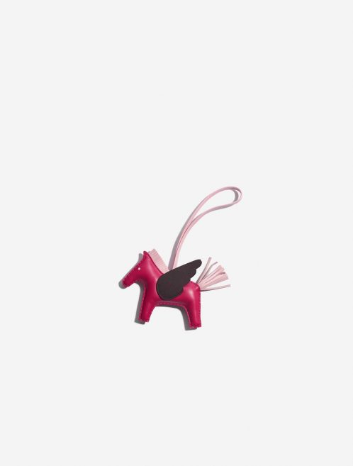 Pre-owned Hermès bag Rodeo Pegasus MM Milo Lamb Framboise / Rose Sakura / Rouge Sellier Pink, Red, Rose Front | Sell your designer bag on Saclab.com
