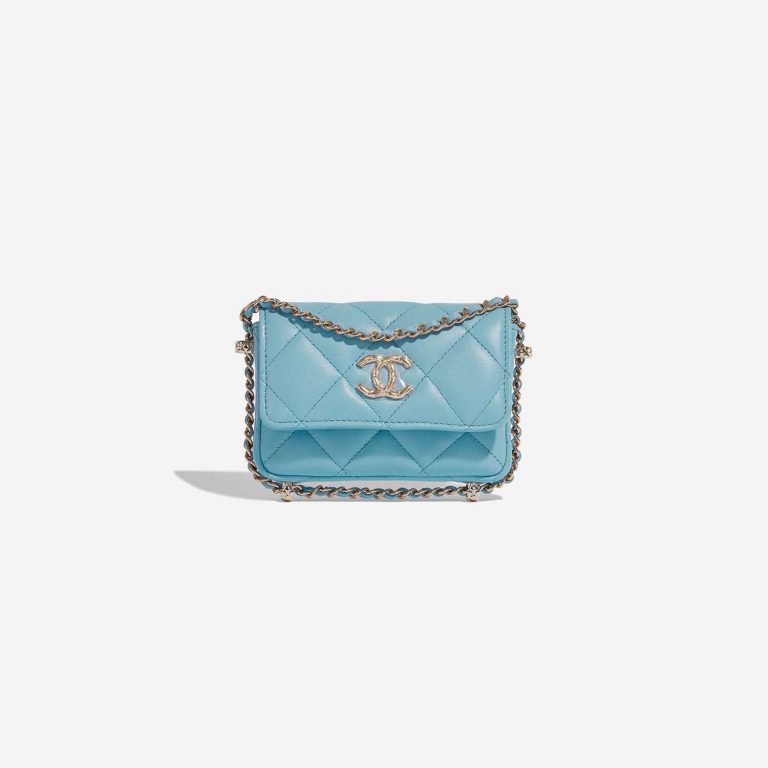 Pre-owned Chanel bag Timeless Micro WOC Lamb Tiffany Blue Blue Front | Sell your designer bag on Saclab.com