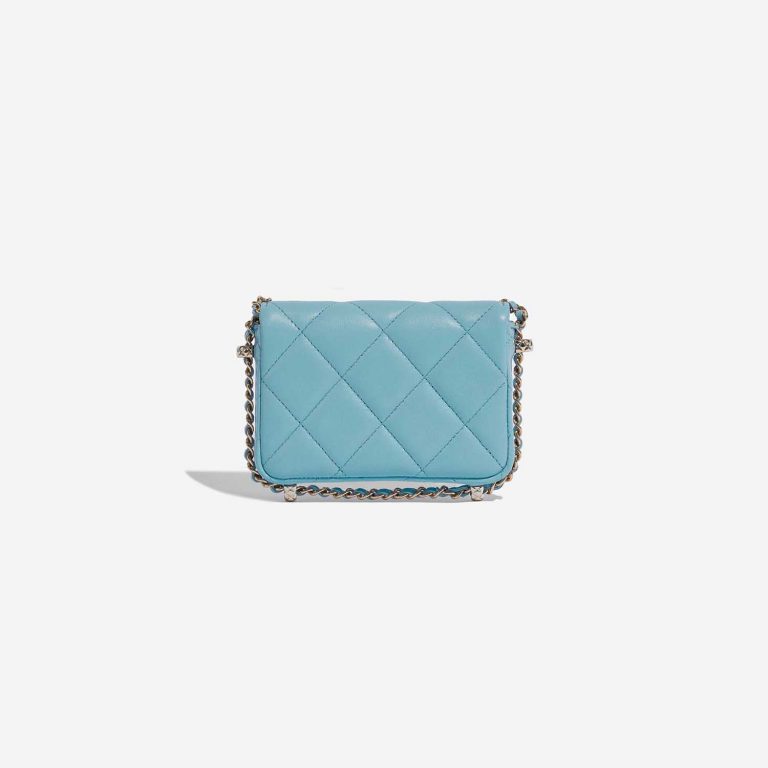 Pre-owned Chanel bag Timeless Micro WOC Lamb Tiffany Blue Blue Back | Sell your designer bag on Saclab.com