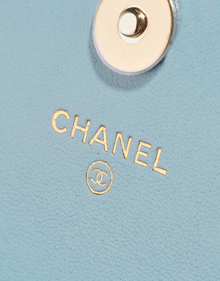 Pre-owned Chanel bag Timeless Micro WOC Lamb Tiffany Blue Blue Logo | Sell your designer bag on Saclab.com