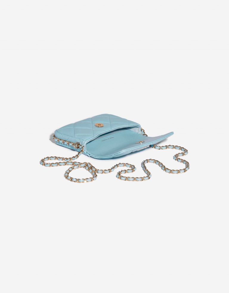 Pre-owned Chanel bag Timeless Micro WOC Lamb Tiffany Blue Blue Inside | Sell your designer bag on Saclab.com