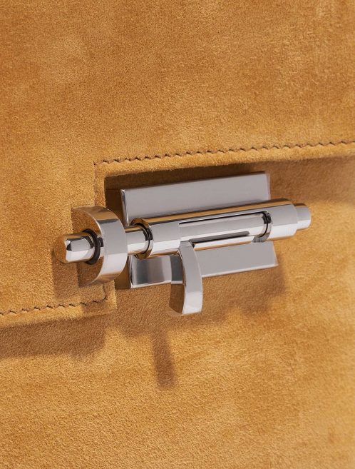 Pre-owned Hermès bag Verrou Chaîne Mini Doblis Suede Safran Brown Closing System | Sell your designer bag on Saclab.com