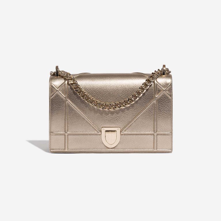 Pre-owned Dior bag Diorama Medium Calf Pale Gold Gold Front | Sell your designer bag on Saclab.com