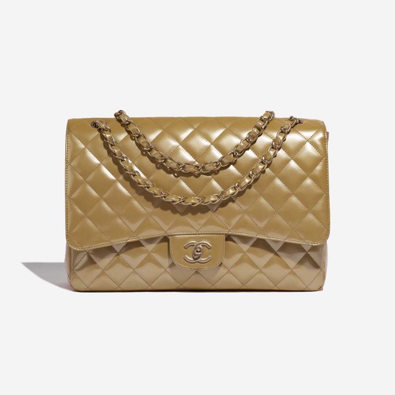 Pre-owned Chanel bag Timeless Maxi Patent Leather Beige Beige Front | Sell your designer bag on Saclab.com
