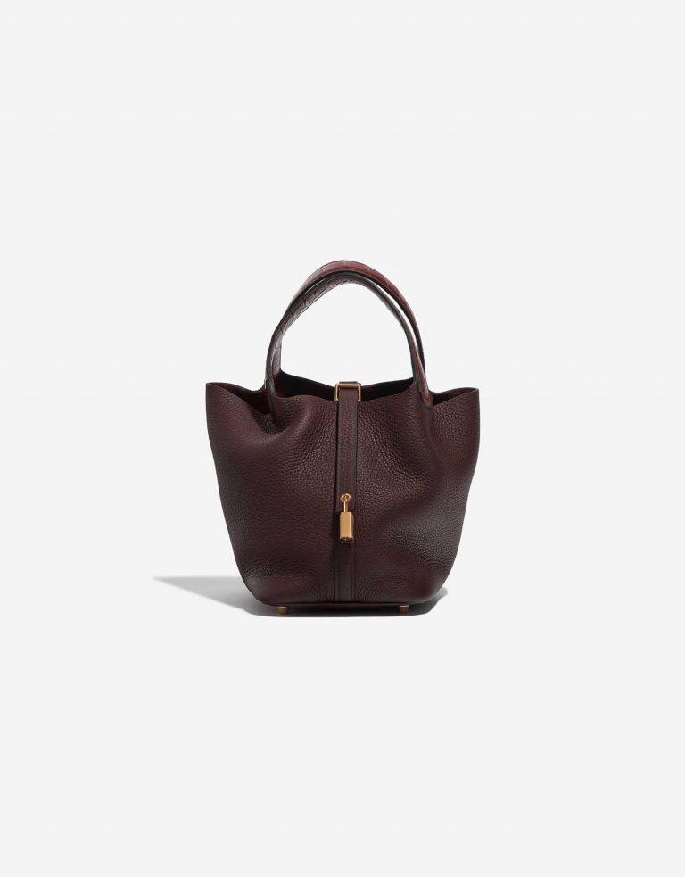 Pre-owned Hermès bag Picotin 18 Touch Taurillon Clemence / Matte Alligator Rouge Sellier / Bourgogne Red Front | Sell your designer bag on Saclab.com