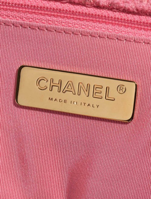 Pre-owned Chanel bag 19 Flap Bag Tweed Light Rosé Rose Logo | Sell your designer bag on Saclab.com