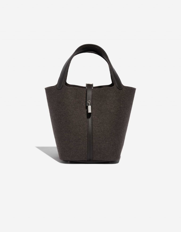 Pre-owned Hermès bag Picotin 22 Swift / Felt Ebene Brown Front | Sell your designer bag on Saclab.com
