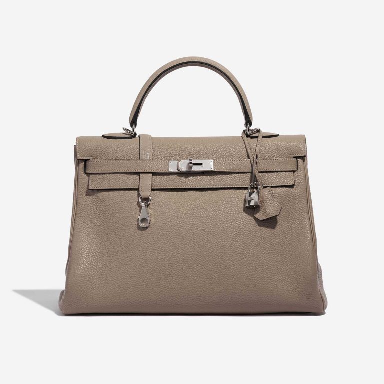 Pre-owned Hermès bag Kelly 35 Togo Gris Tourterelle Beige, Grey Front | Sell your designer bag on Saclab.com