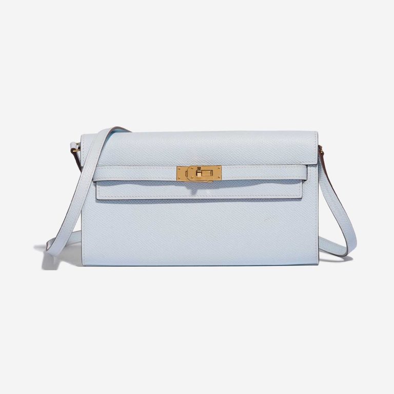 Pre-owned Hermès bag Kelly To Go Epsom Blue Brume Blue Front | Sell your designer bag on Saclab.com