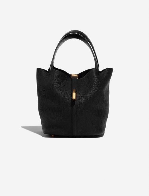 Pre-owned Hermès bag Picotin Touch 22 Clemence / Matte Alligator Black Black Front | Sell your designer bag on Saclab.com