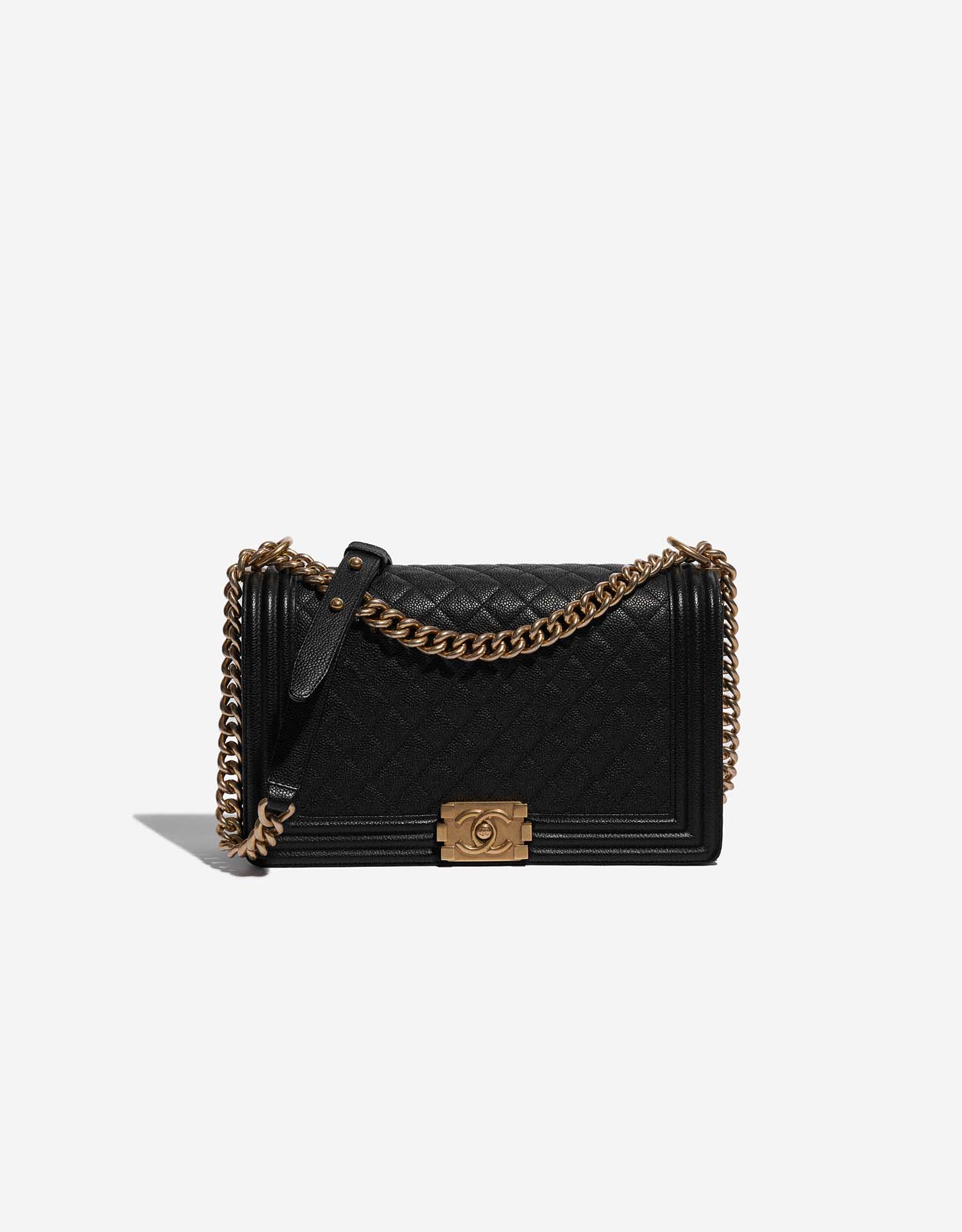 【ヴィンテージ】RankS☆Chanel Black Boy Medium Caivar バック BUYMA VINTAGE 中古 【ヴィンテージ】RankS☆Chanel Black Boy