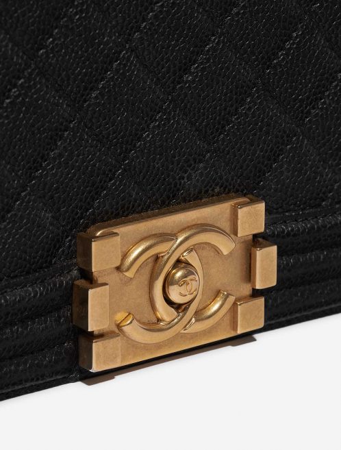 Pre-owned Chanel bag Boy Old Medium Caviar Black Black Closing System | Sell your designer bag on Saclab.com