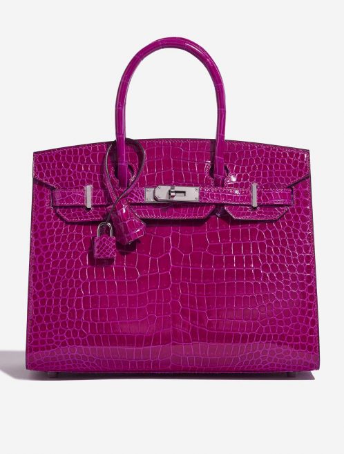 Pre-owned Hermès bag Birkin 30 Porosus Crocodile Rose Pourpre Rose Front | Sell your designer bag on Saclab.com