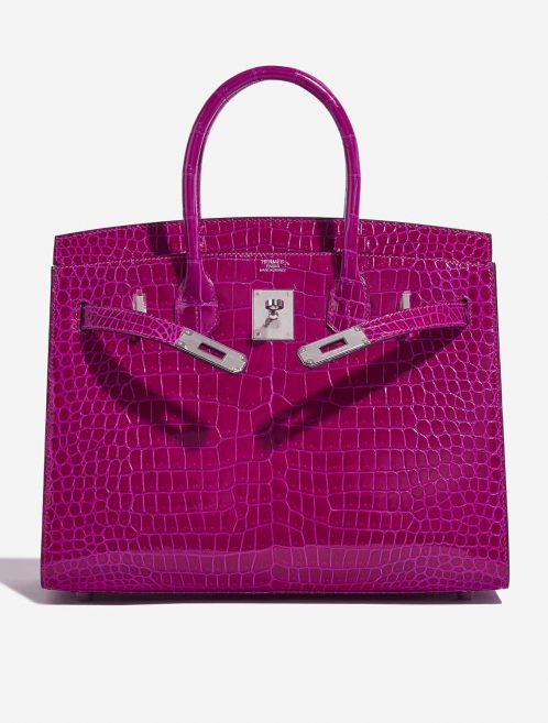 Pre-owned Hermès bag Birkin 30 Porosus Crocodile Rose Pourpre Rose Front Open | Sell your designer bag on Saclab.com