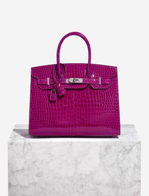 Pre-owned Hermès bag Birkin 30 Porosus Crocodile Rose Pourpre Rose Front | Sell your designer bag on Saclab.com
