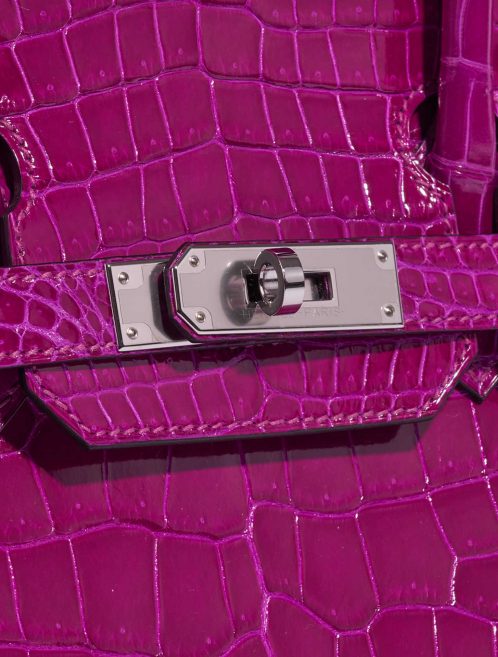 Pre-owned Hermès bag Birkin 30 Porosus Crocodile Rose Pourpre Rose Closing System | Sell your designer bag on Saclab.com