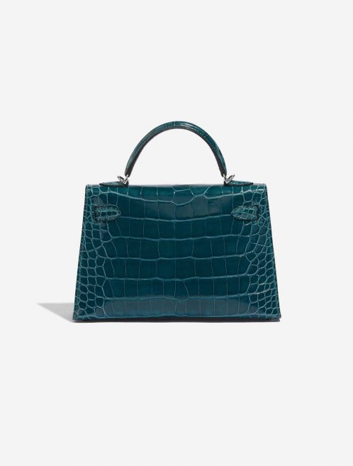 Pre-owned Hermès bag Kelly Mini Alligator Vert Bosphore Blue Back | Sell your designer bag on Saclab.com