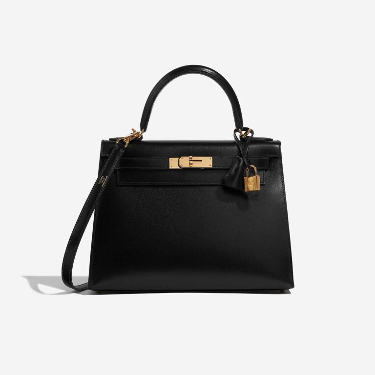 Pre-owned Hermès bag Kelly 28 Box Black Black Front | Sell your designer bag on Saclab.com