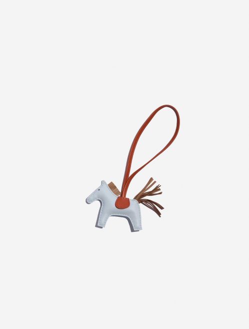 Pre-owned Hermès bag Hermes Rodeo PM Milo Lamb Blue Brume / Chai / Terre Battue Blue, Brown, Orange Front | Sell your designer bag on Saclab.com