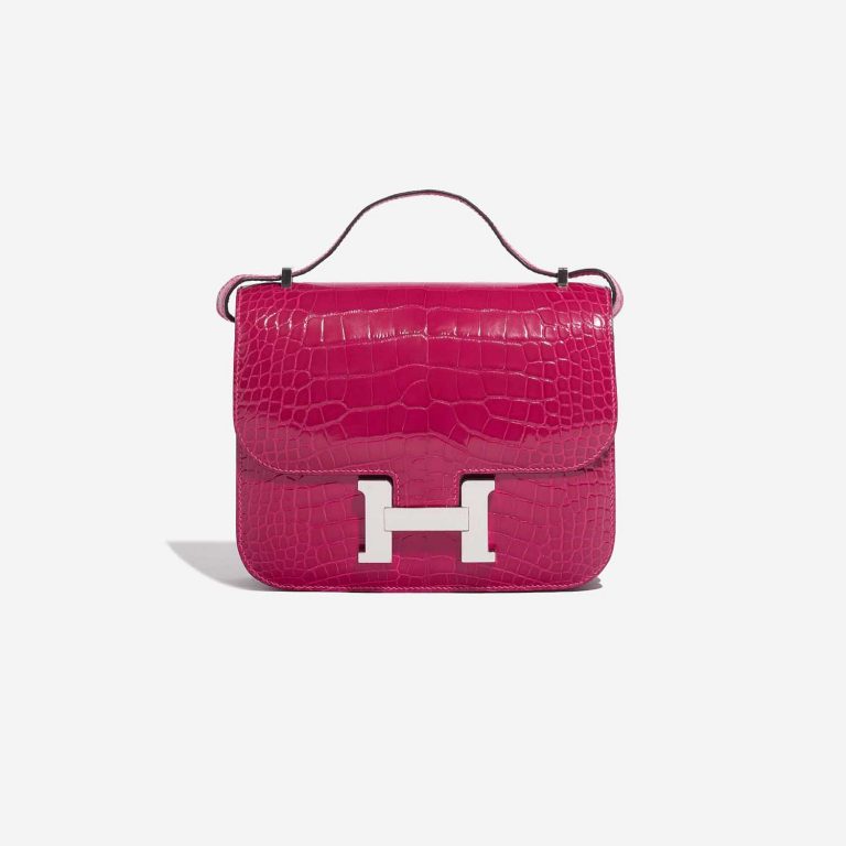 Pre-owned Hermès bag Constance 18 Alligator Framboise Pink Front | Sell your designer bag on Saclab.com