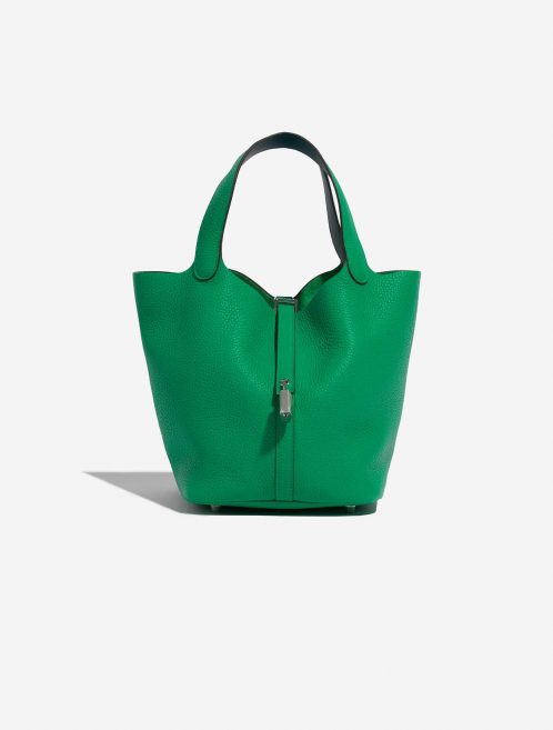Pre-owned Hermès bag Picotin 22 Taurillon Clemence Bambou / Vert Bosphore Green Front | Sell your designer bag on Saclab.com