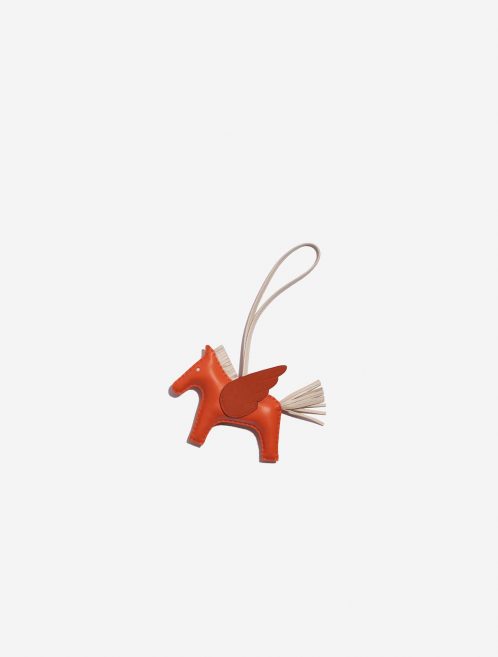 Pre-owned Hermès bag Rodeo Pegasus MM Milo Lamb Poppy Orange / Craie / Terre Battue Beige, Orange Front | Sell your designer bag on Saclab.com