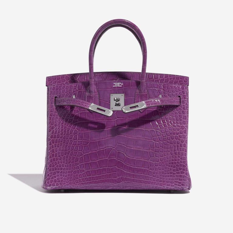 Pre-owned Hermès bag Birkin 30 Alligator Violet Violet Front Open | Sell your designer bag on Saclab.com