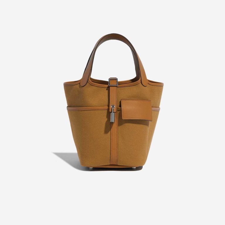 Pre-owned Hermès bag Picotin Cargo 18 Canvas Sesame Brown Front | Sell your designer bag on Saclab.com