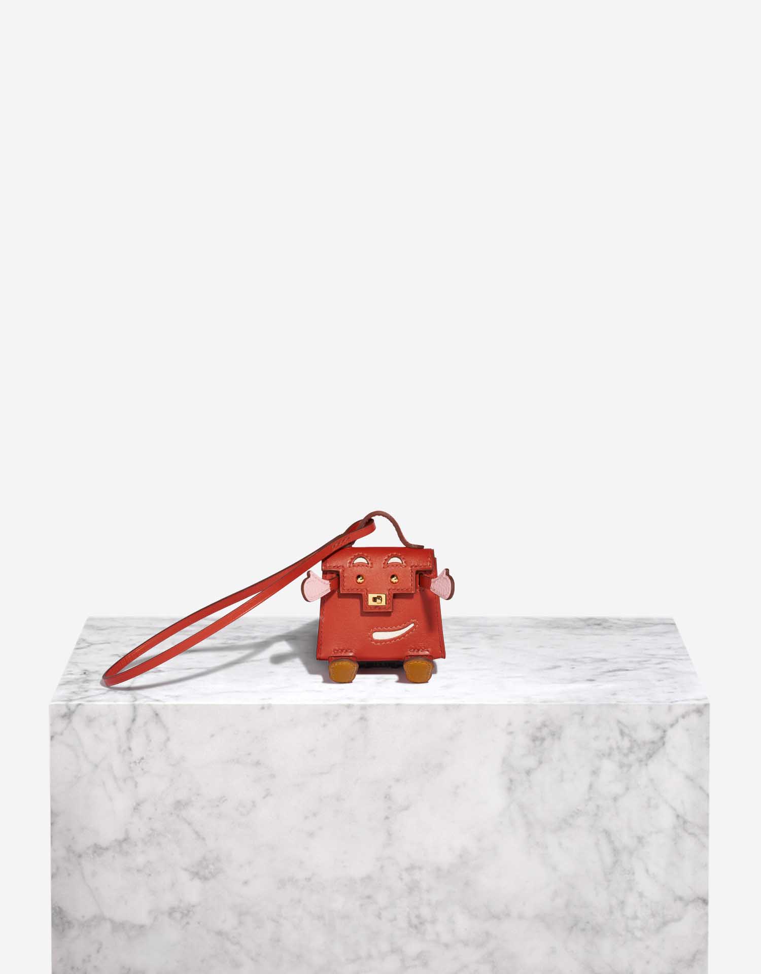 Hermès Kelly Doll Bag Charm Tadelakt Sanguine / Rose Sakura