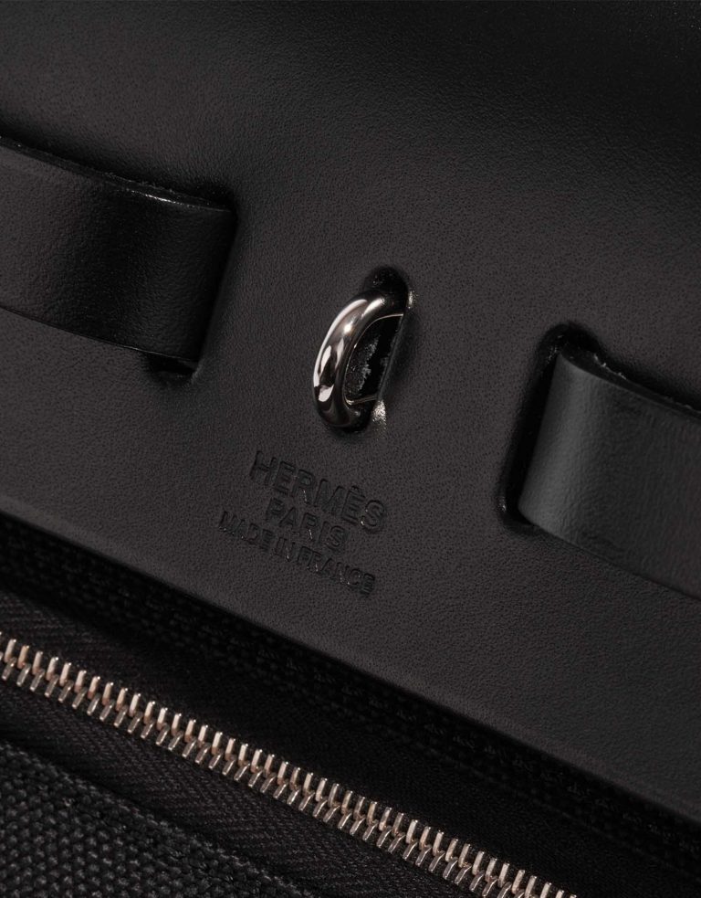 Pre-owned Hermès bag Herbag 31 Toile Quadrille Viking / Vache Hunter Ecru / Black / White Black, White Logo | Sell your designer bag on Saclab.com