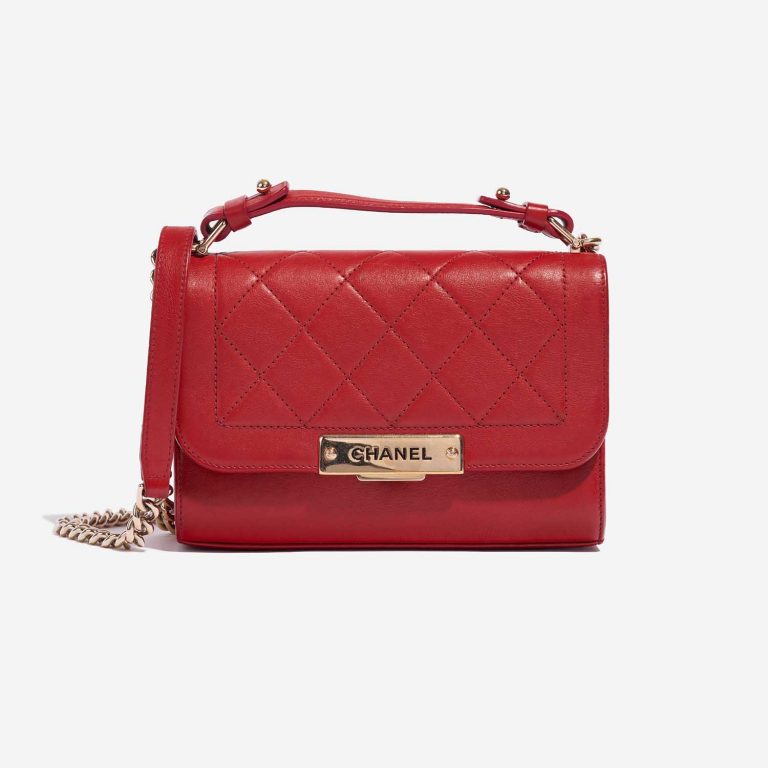 Pre-owned Chanel bag Flap Bag Handle Lamb Red Red Front | Sell your designer bag on Saclab.com
